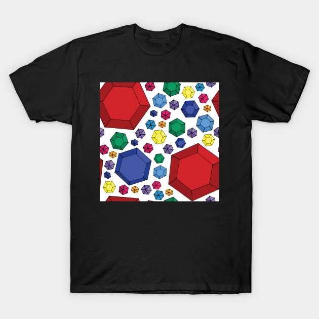 Bright retro gems pattern T-Shirt by bettyretro